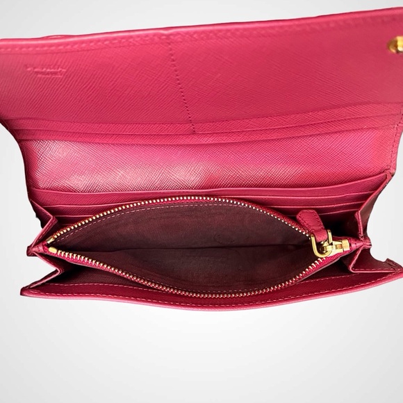 Prada Saffiano Fiocco Pink Peonia Ribbon Bifold Wallet - Picture 6 of 10